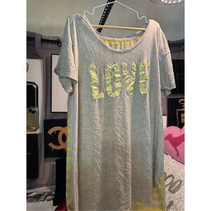 Victorias secret sleep shirt/gown pj pajamas angels neon yellow  stripe